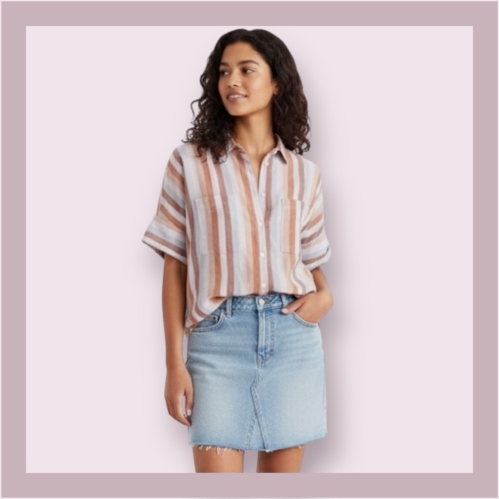 Madewell Courier Cotton Sunset Stripe Shirt